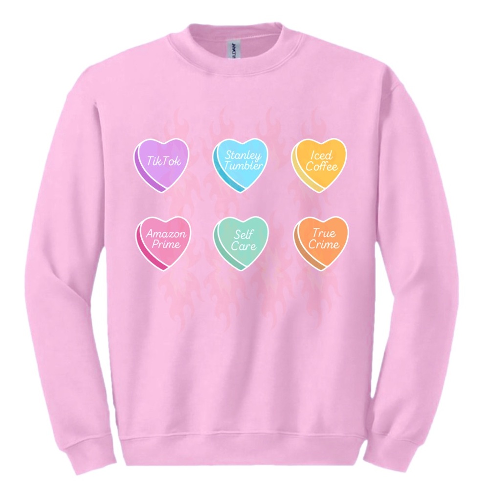 Valentine’s Sweethearts Candy Fave Sweatshirt! Great gift & trendy holiday wear!